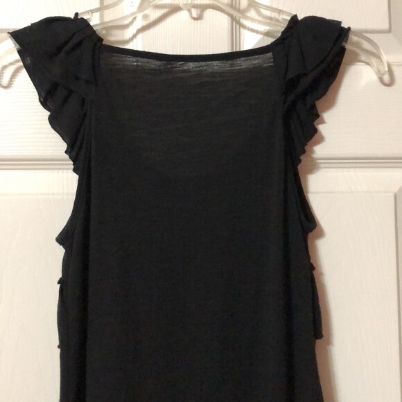 Xhilaration Black Sleeveless Scoop Neck Top with Ruffles Womens Size Small - Picture 5 of 6